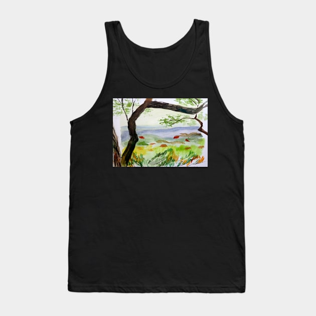 Texas Hill Country Watercolor Painting Tank Top by julyperson